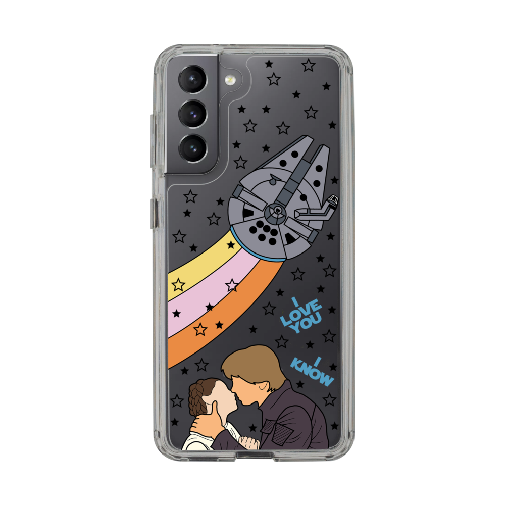 I Love You I Know Han and Leia with Millennium Falcon Phone Case Samsung S21
