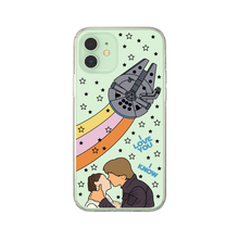 Load image into Gallery viewer, I Love You I Know Han and Leia with Millennium Falcon Phone Case iPhone 12/12 Pro