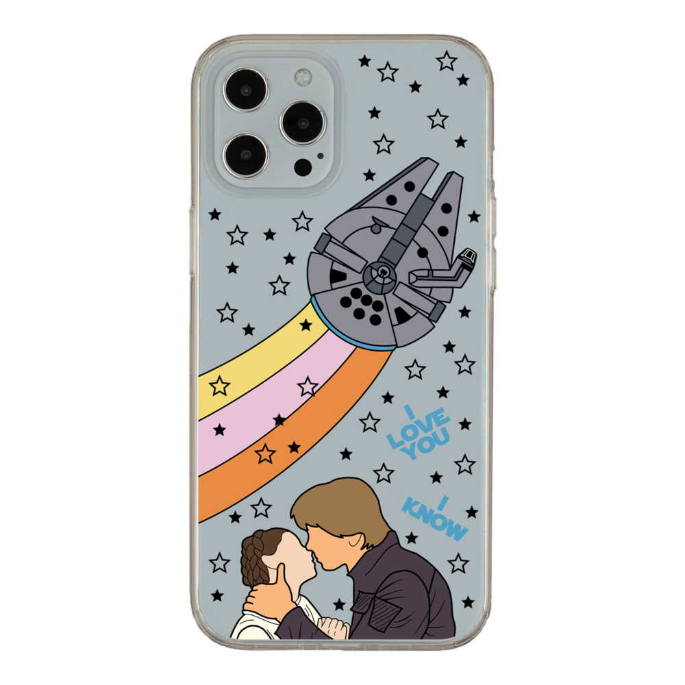 I Love You I Know Han and Leia with Millennium Falcon Phone Case iPhone 12 Pro Max