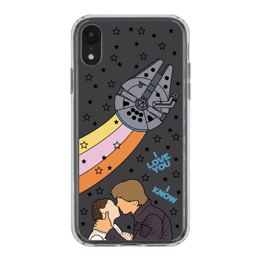 I Love You I Know Han and Leia with Millennium Falcon Phone Case iPhone XR