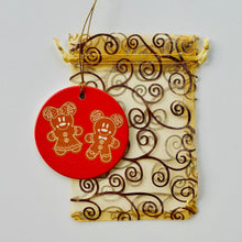 Load image into Gallery viewer, Gold organza bag with ornament