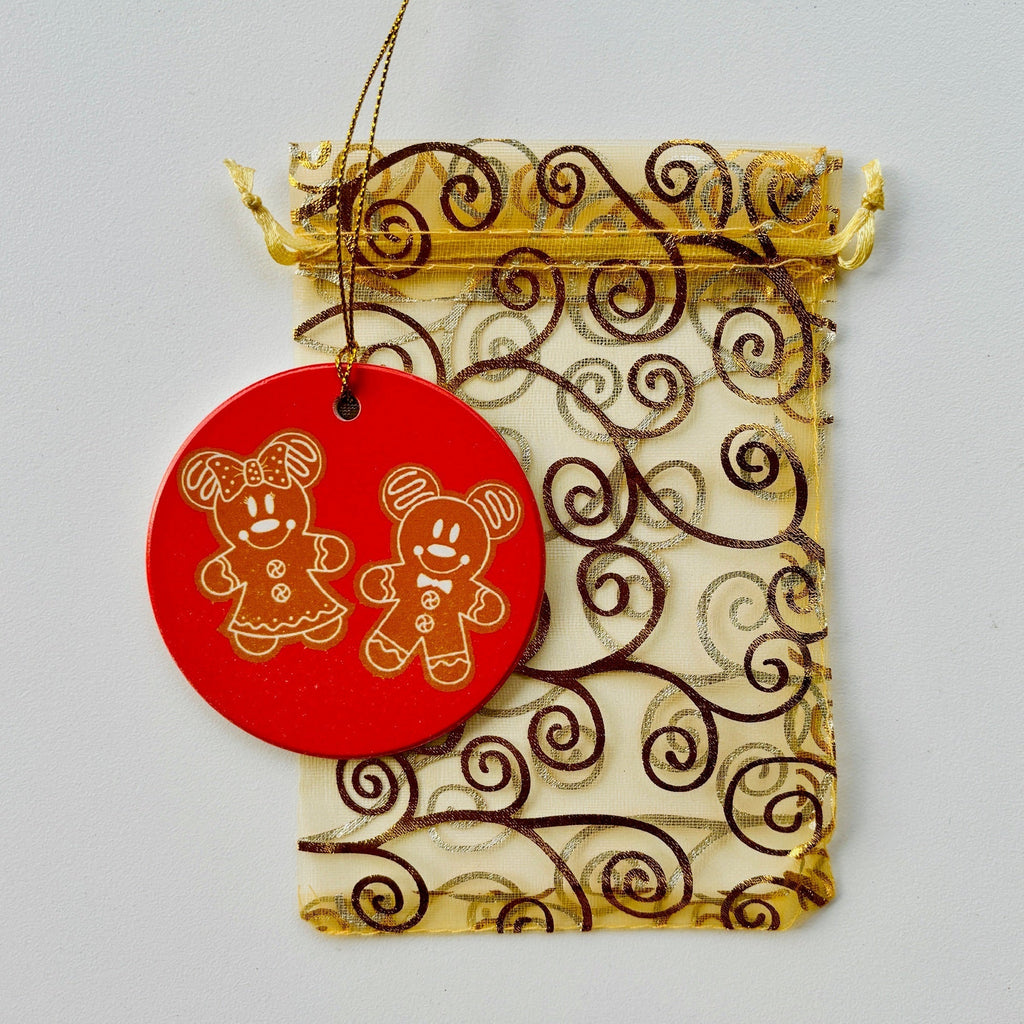 Gold organza bag with ornament