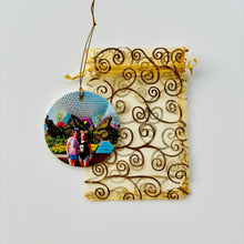 Load image into Gallery viewer, Gold organza bag with ornament