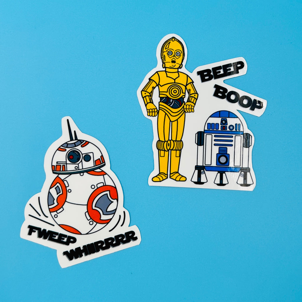 Droid Army Sticker Pack - C3PO, R2D2, BB-8