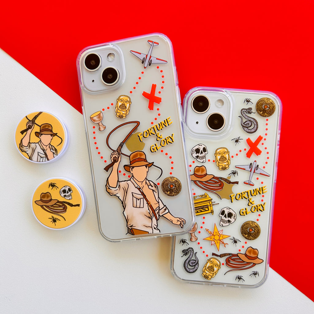 Indy Fortune and Glory Phone Case and Matching Phone Grip