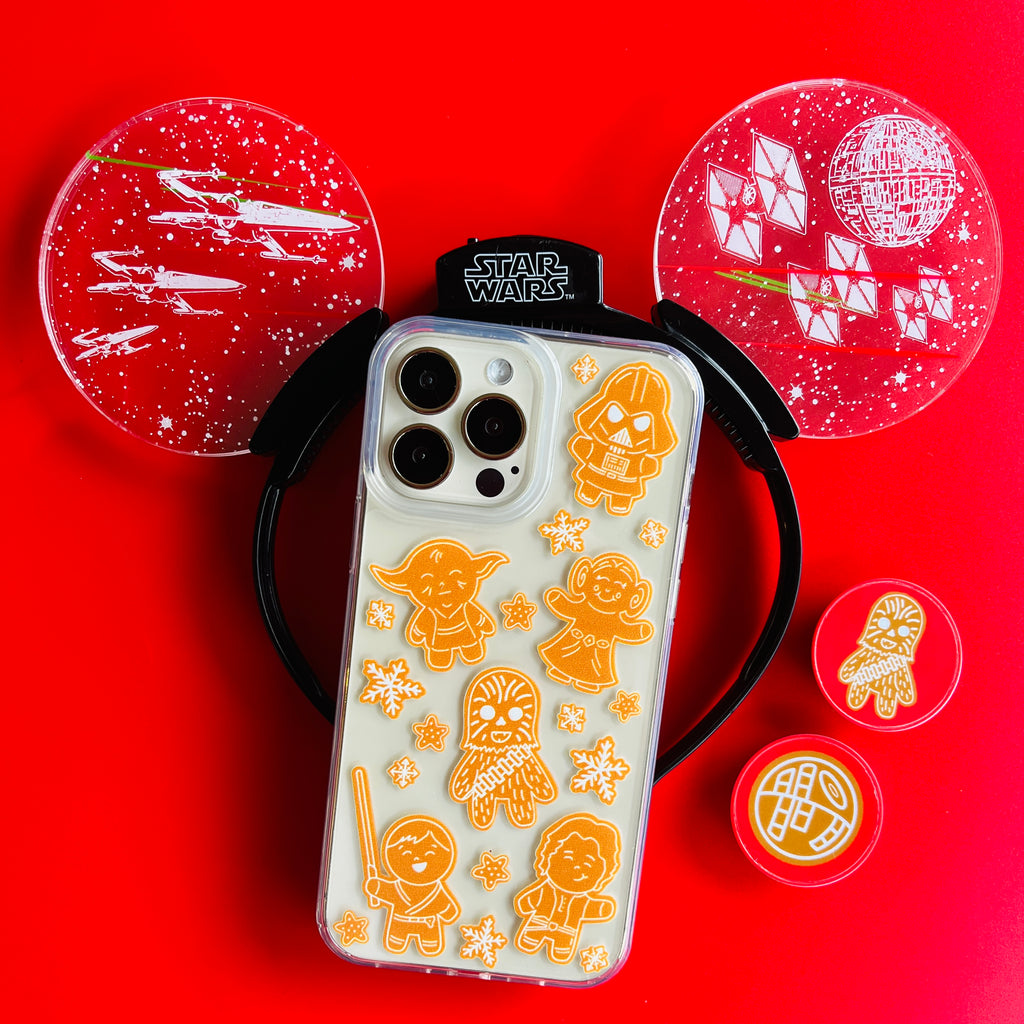 Cookie Wars Phone Case and Matching Phone Grips with Star Wars Light Up Mickey Mouse Ears