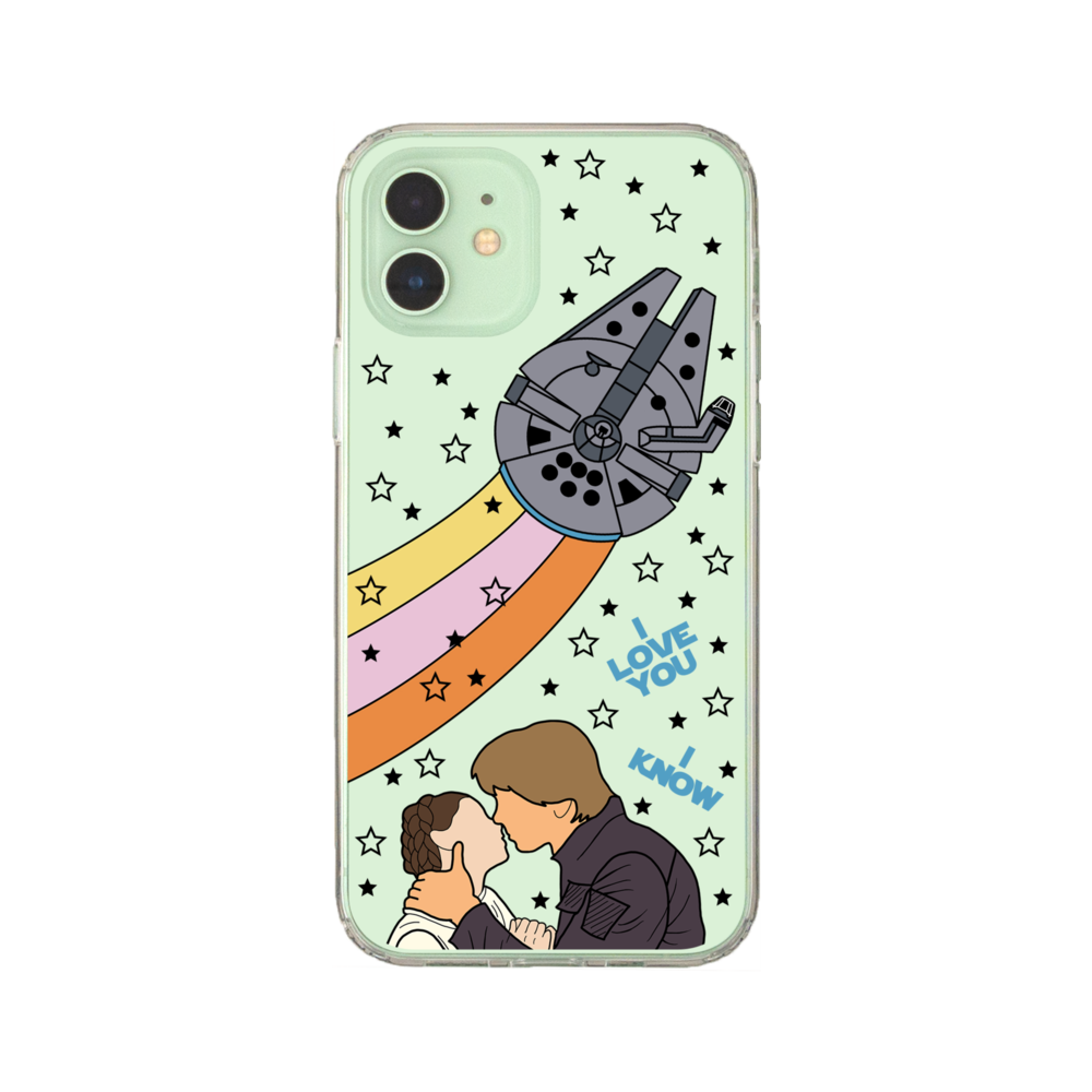 I Love You I Know Han and Leia with Millennium Falcon Phone Case iPhone 12/12 Pro