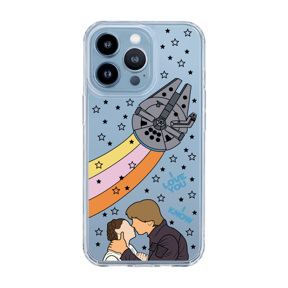 I Love You I Know Han and Leia with Millennium Falcon Phone Case iPhone 13 Pro 