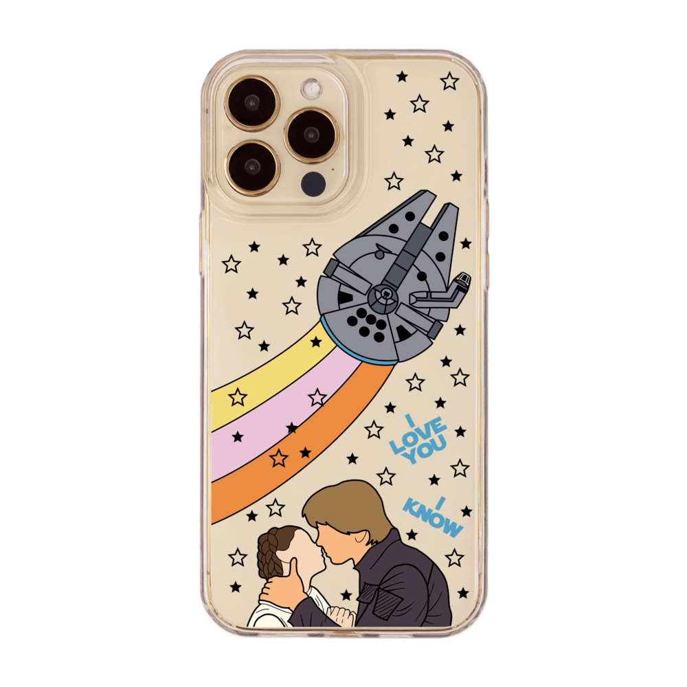 I Love You I Know Han and Leia with Millennium Falcon Phone Case iPhone 13 Pro Max