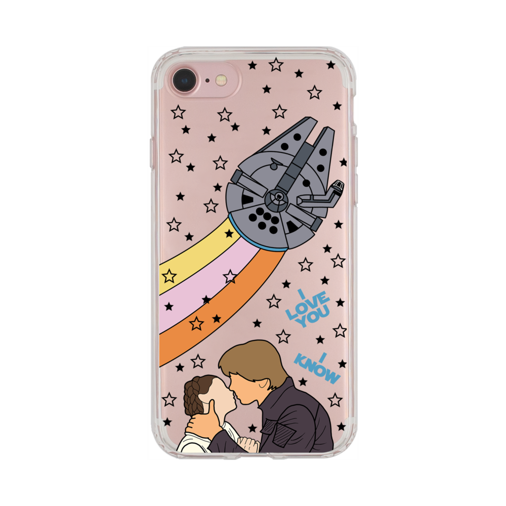 I Love You I Know Han and Leia with Millennium Falcon Phone Case iPhone 8 Plus