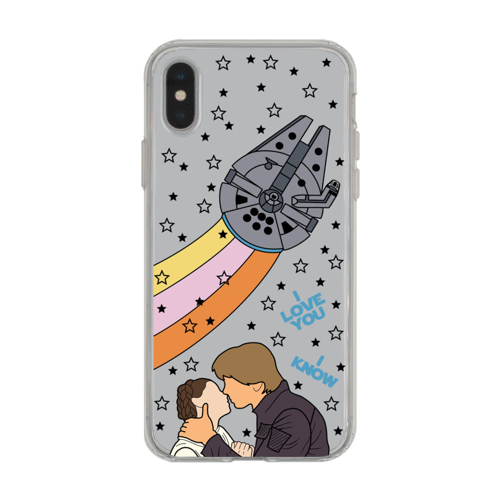 I Love You I Know Han and Leia with Millennium Falcon Phone Case iPhone X/XS