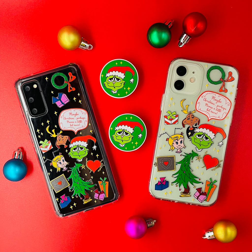 A Very Who Christmas Samsung and iPhone Phone Case and Phone Pop Grip Socket with Christmas ornaments