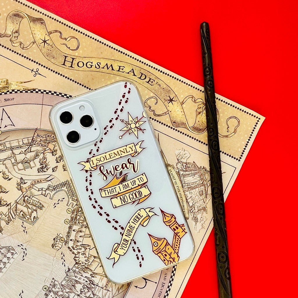 Up to No Good Phone case with the Marauder's Map and Wand