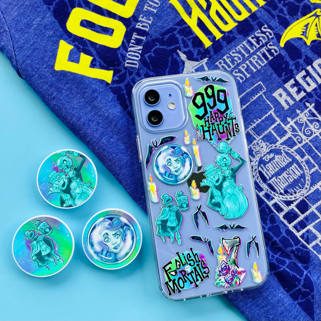 Happy Haunts Phone Case and Matching Phone Grip with Haunted Mansion shirt