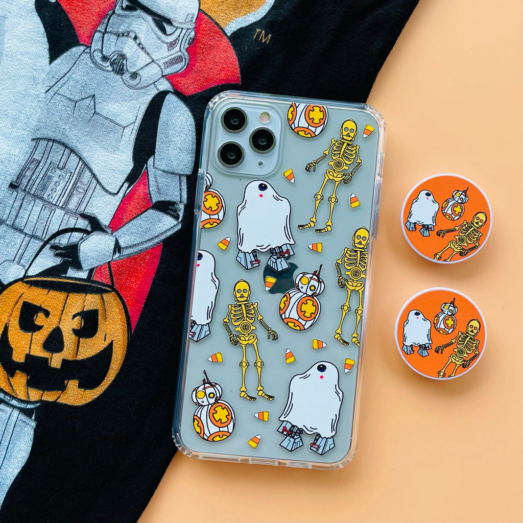 Hall-o-droids C3PO R2D2 BB8 Phone Case and matching Phone Grip with Halloween Star Wars shirt