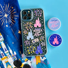Load image into Gallery viewer, Happily Ever After Fireworks Phone Case and matching phone grip with Disney 50th celebration t-shirt